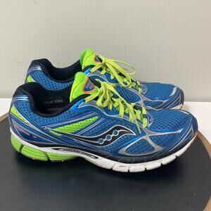 Saucony Guide 7 Running Shoes Men 9.5 Blue Neon Green Cushioned‎ Power Grid